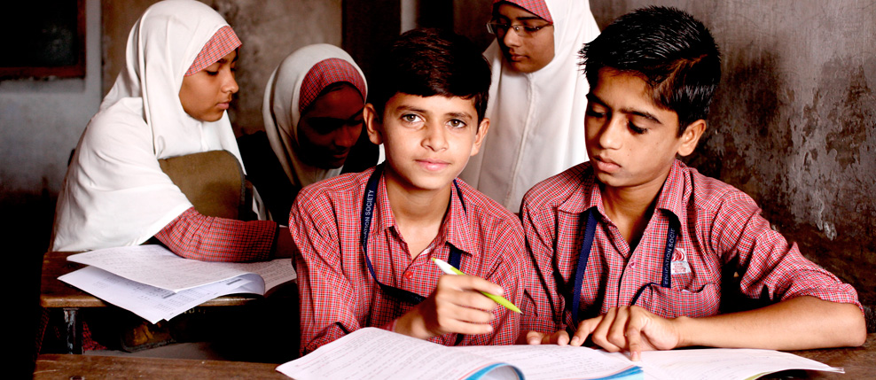 9th grade students Arsh Mansoori, Moin Khan Pathan at F.D. School, Juhapura, India