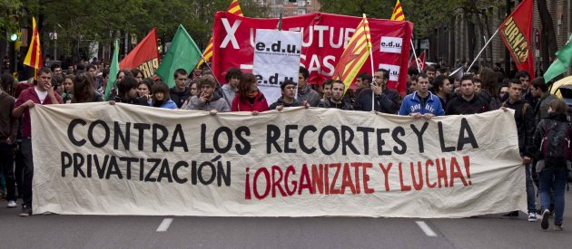 Student demonstration against cuts in public education, April 2012, Zaragoza, Spain