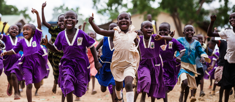 Nursery school children during a PE break at the Kalas Primary School, Uganda